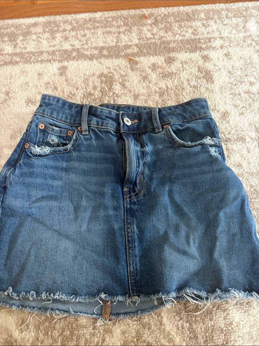 American Eagle Outfitters Blue Distressed Denim Mini Skirt